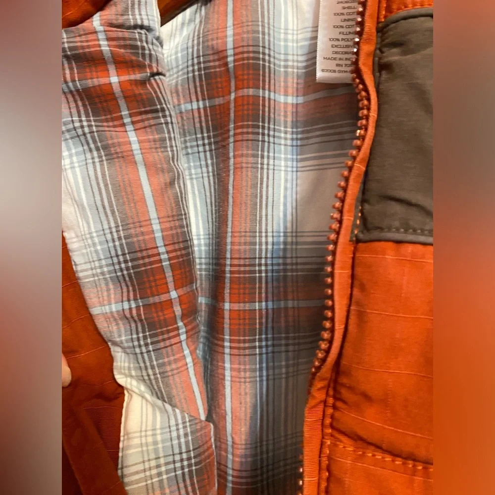 Gymboree Puffer Vest Orange Brown Quilted Flannel Lined Full Zip Toddler 2T-3T